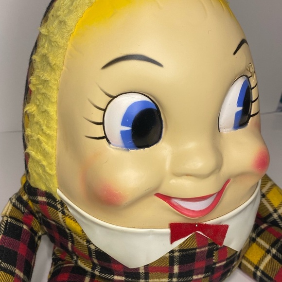 Vintage celluloid face Humpty Dumpty stuffed plush doll - Picture 3 of 11